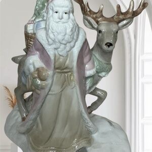 Holiday Classics Old World Santa Reindeer 9" Porcelain Figurine 1990 Vintage